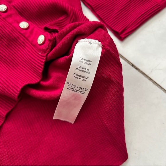 White House Black Market Crimson Hot Bright Pinkish Red Cardigan Medium - Picture 6 of 8